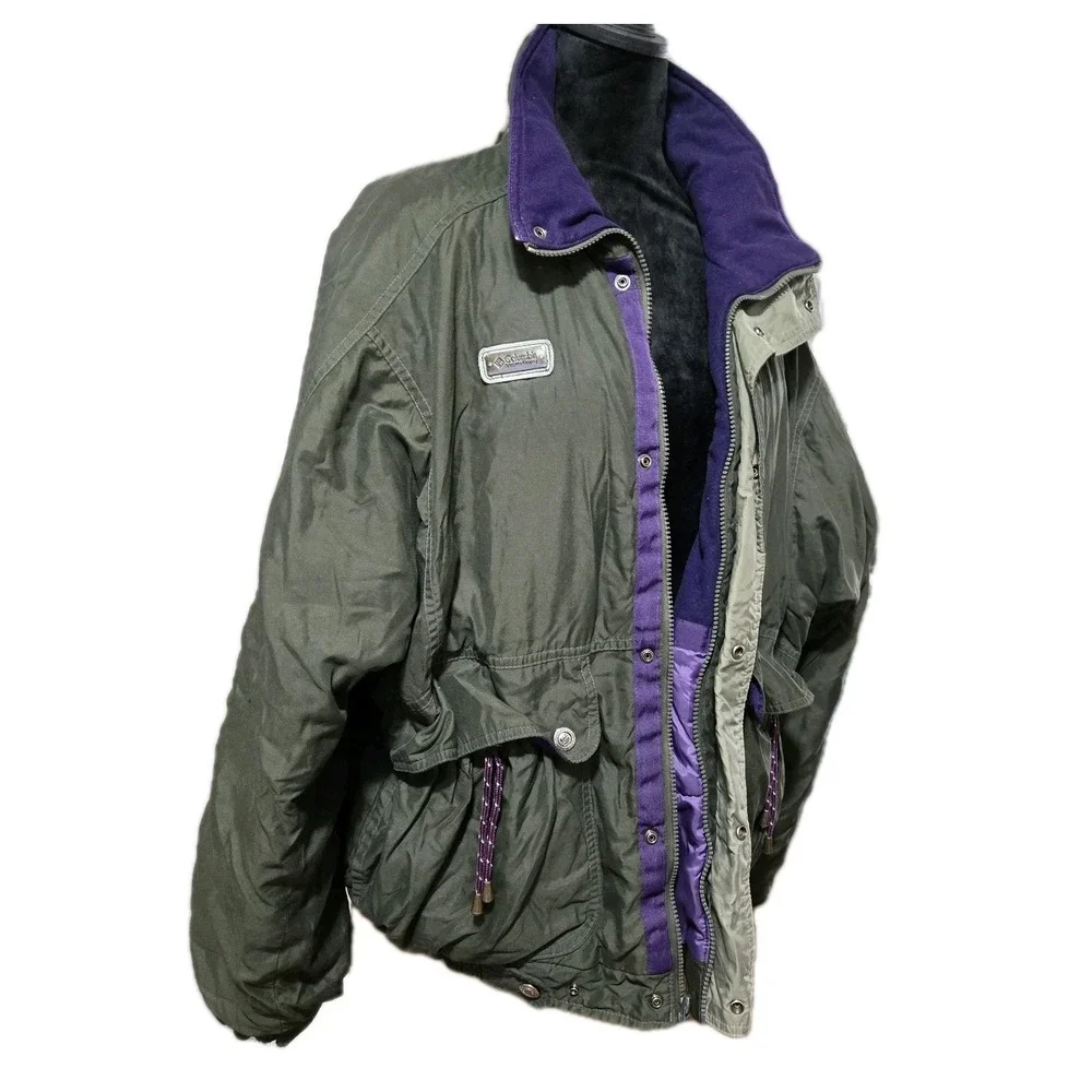 Columbia Men's Sz M Radial Sleeve Green Purple Vintage Jacket‎ Full Zipper Retro